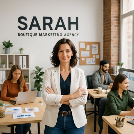 Sarah running a thriving boutique marketing agency
