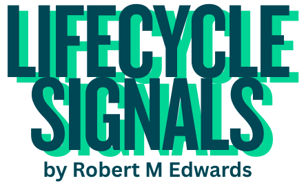 Lifecycle Signals logo for Rob's blog in green capitalised lettering with 'by Robert M Edwards' underneath